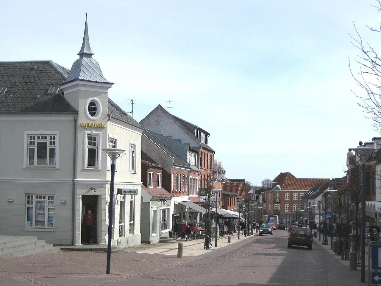 Aars´ hovedgade. Byen ligger i Himmerland, Region Nordjylland.