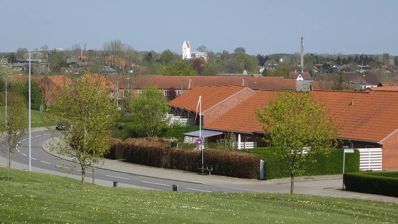 Vue over Børkop i Sydjylland set fra syd.