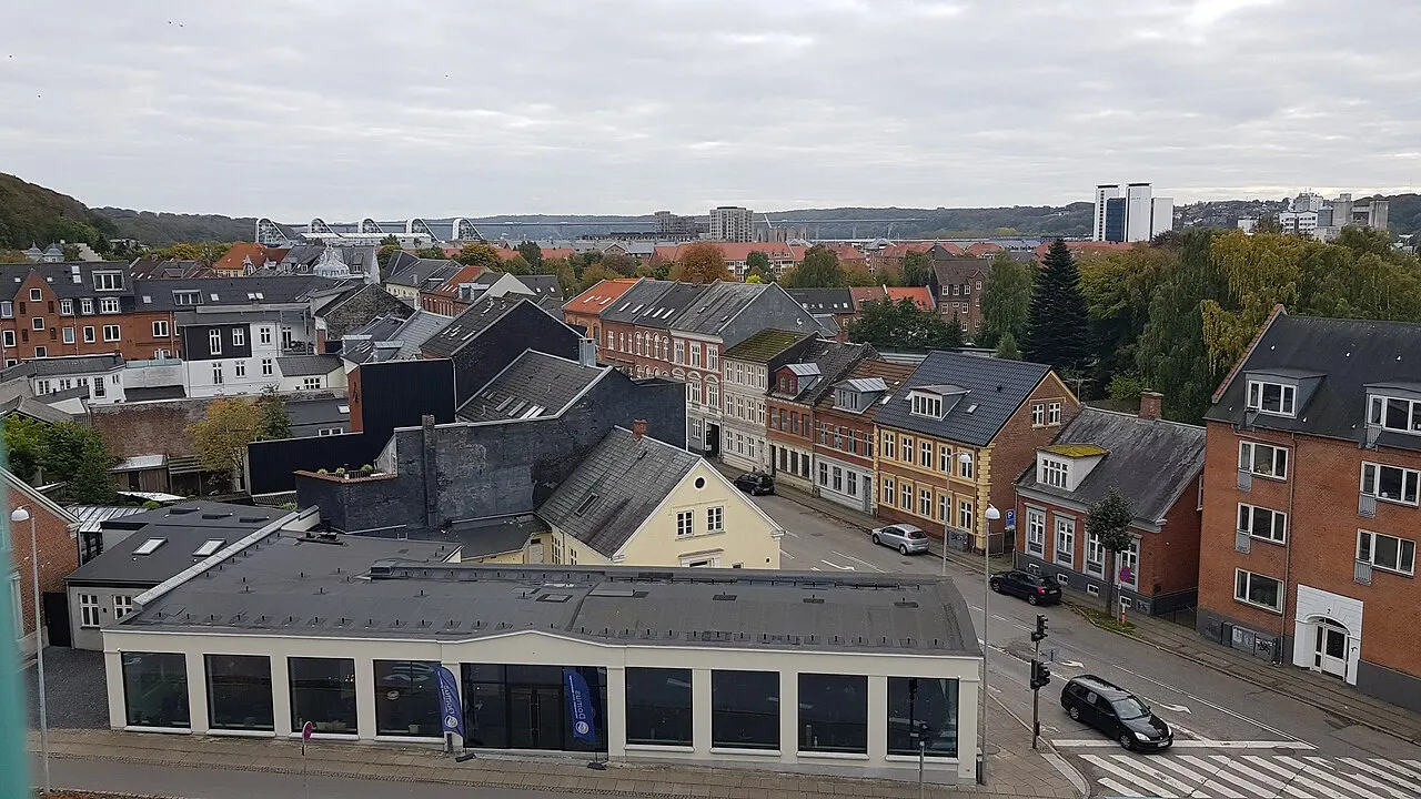 Udsigt over Vejle fra Patienternes P-hus